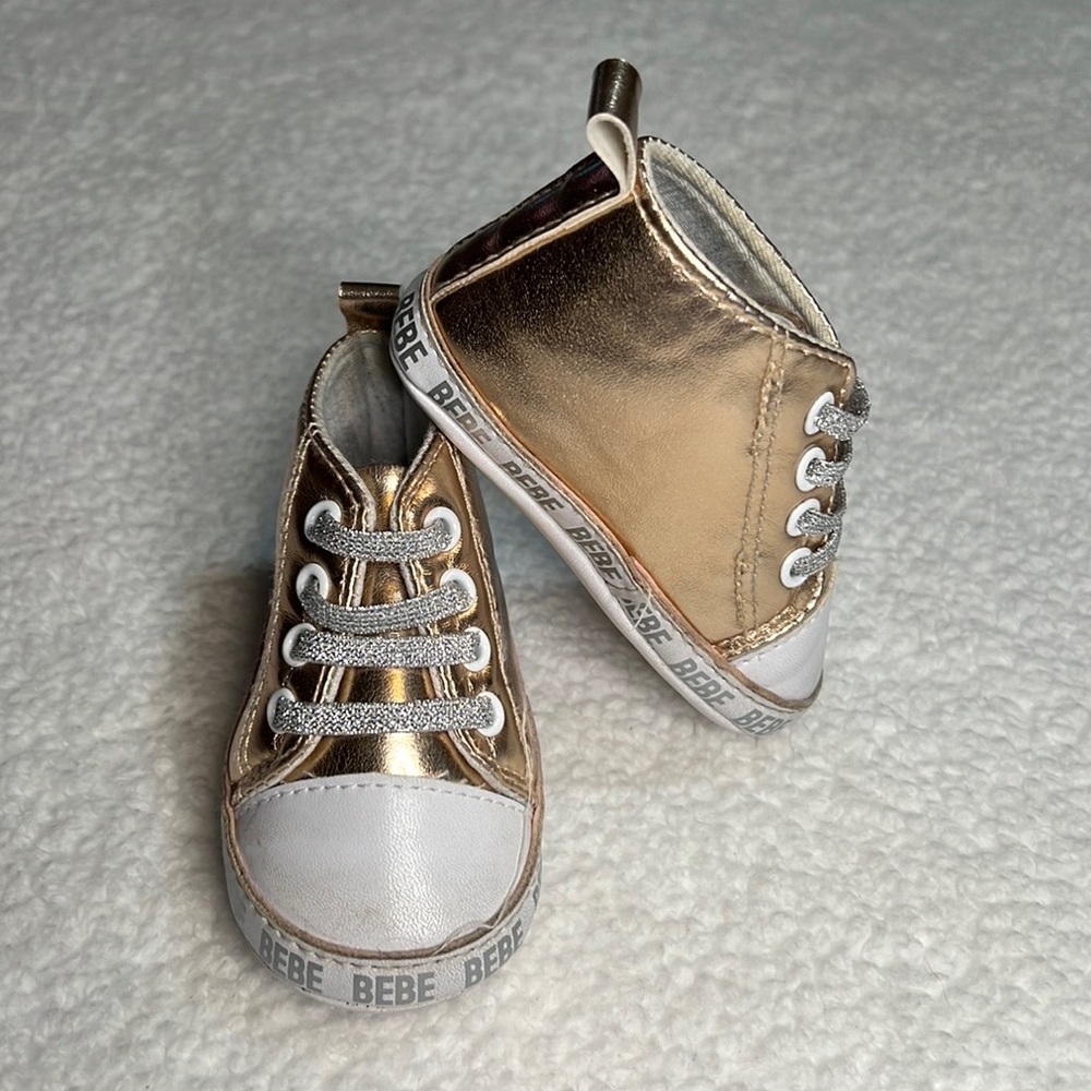 BEBE baby shoes size 2 Rose Gold color , soft bottom - Picture 6 of 6